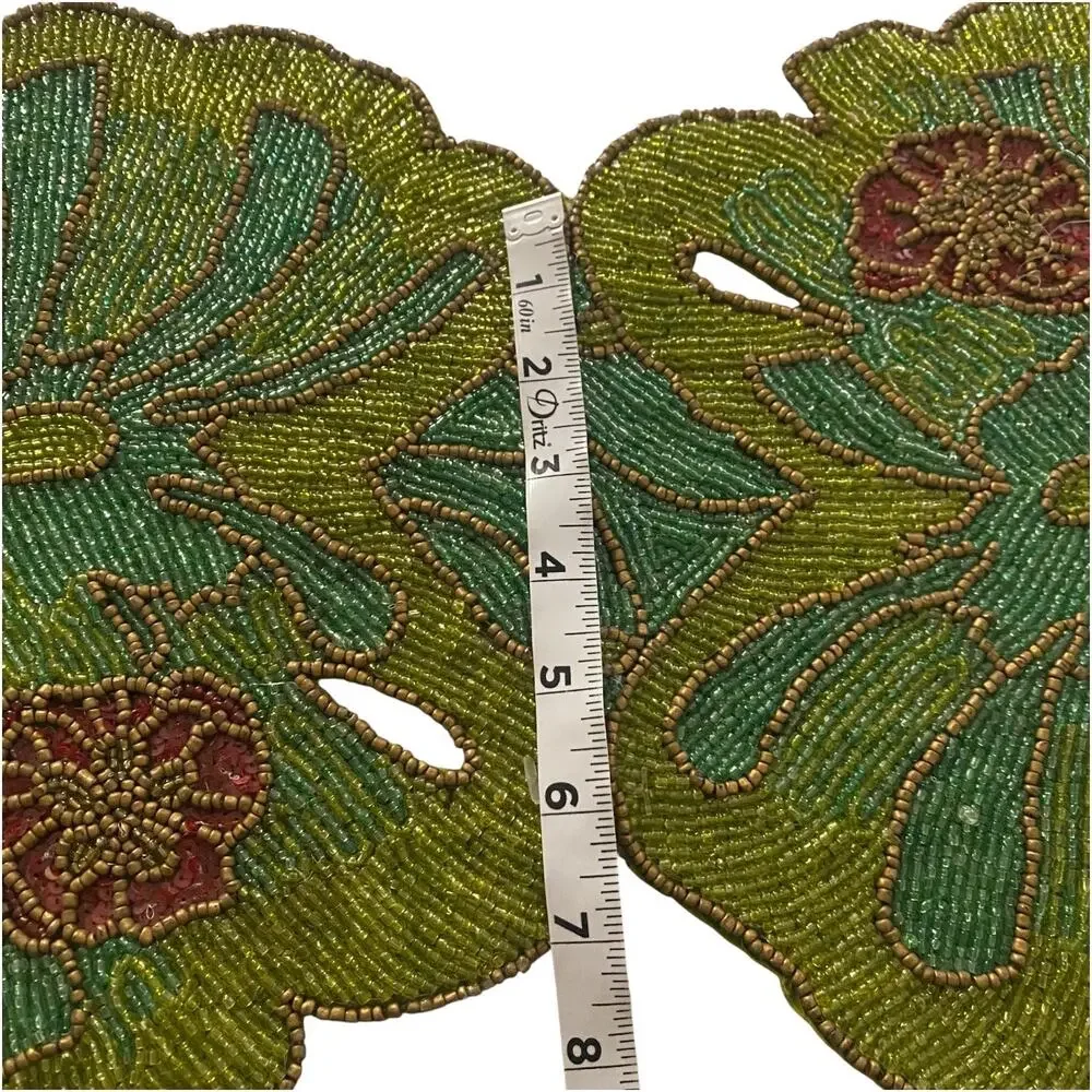 Pier 1 Imports SKU # 2510933 Beaded Palm Leaf Table Runner 100% Cotton 12